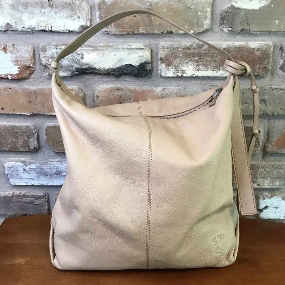 VINCE CAMUTO Women's Nude Sandstone Pebbled Leather Hobo Bag Handbag
